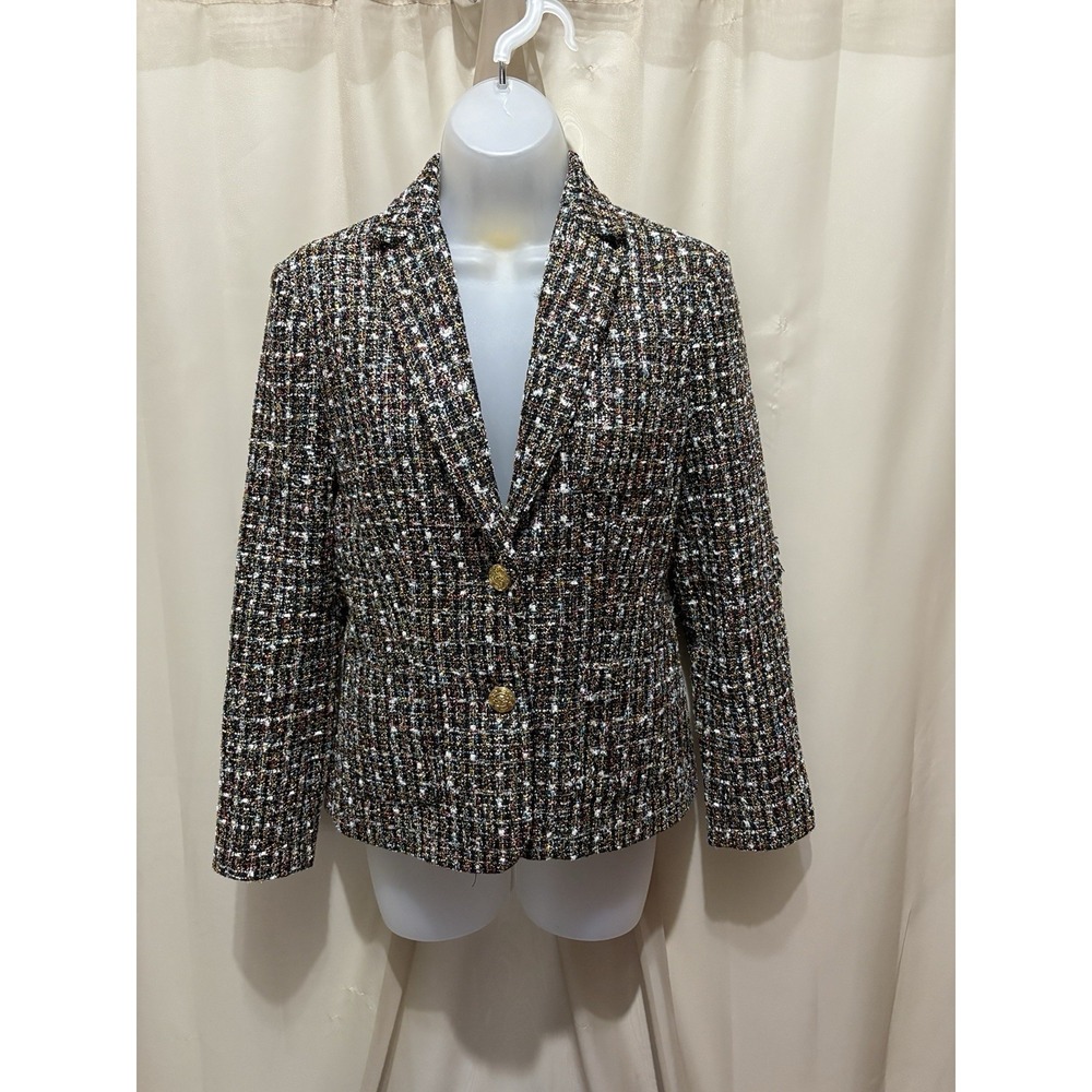 Kerri Rosenthal  Happy Hour Boucle Blazer Size XS in Black/Multi Tweed Sparkly